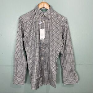 Eton Gingham Plaid Button Down Dress Shirt‎ Multi Sz 39 Slim 15.5